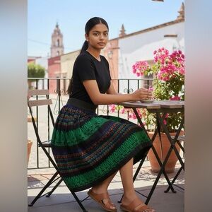 Vintage bohemian woven border skirt